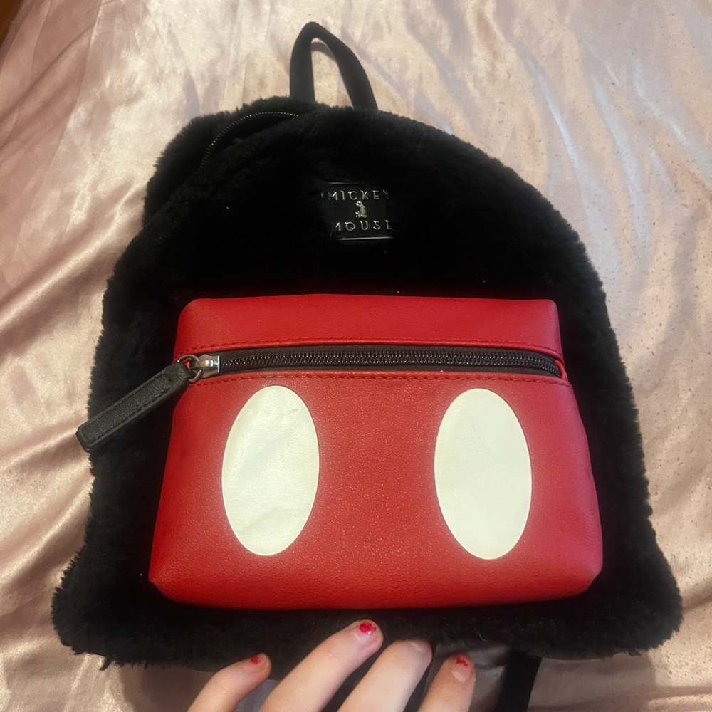 Disney Mickey Mouse Mini Backpack Faux Leather / Fur Officially Licensed NWT
